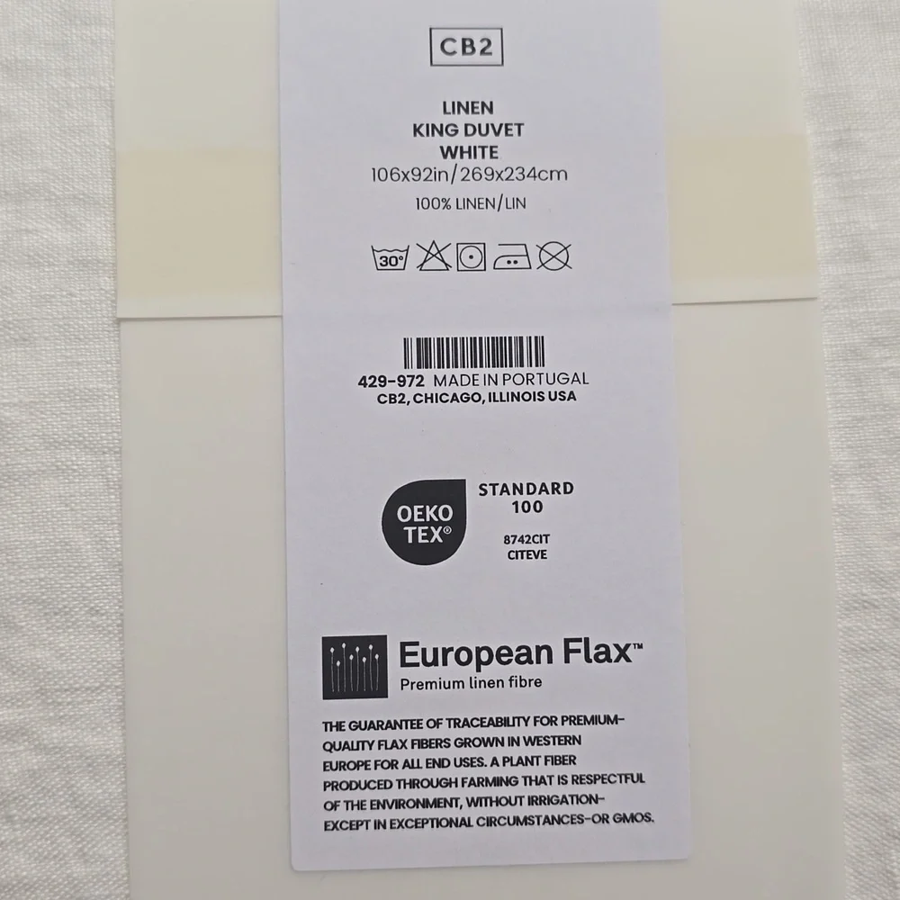 Exclusive Classic EUROPEAN FLAX™-Certified Linen White King Duvet,White,$319.00